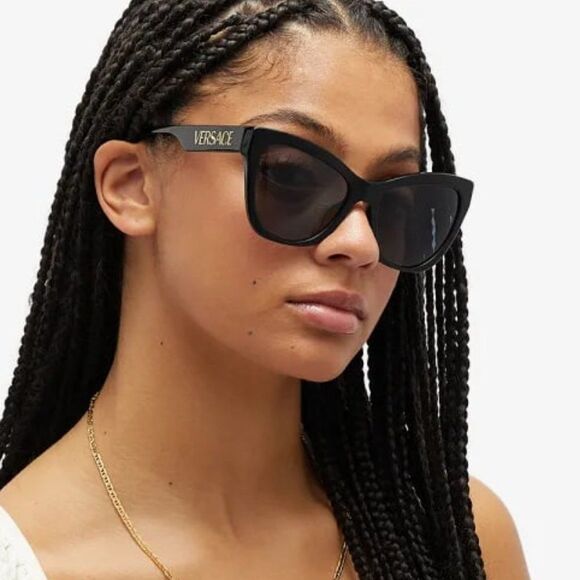 NEW Versace VE4417U GB1/87 Black Dark Gray Cat Eye Women Sunglasses - Picture 3 of 11